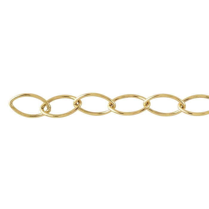 14K Yellow Gold 6mm Oval Cable Chain, By the Inch