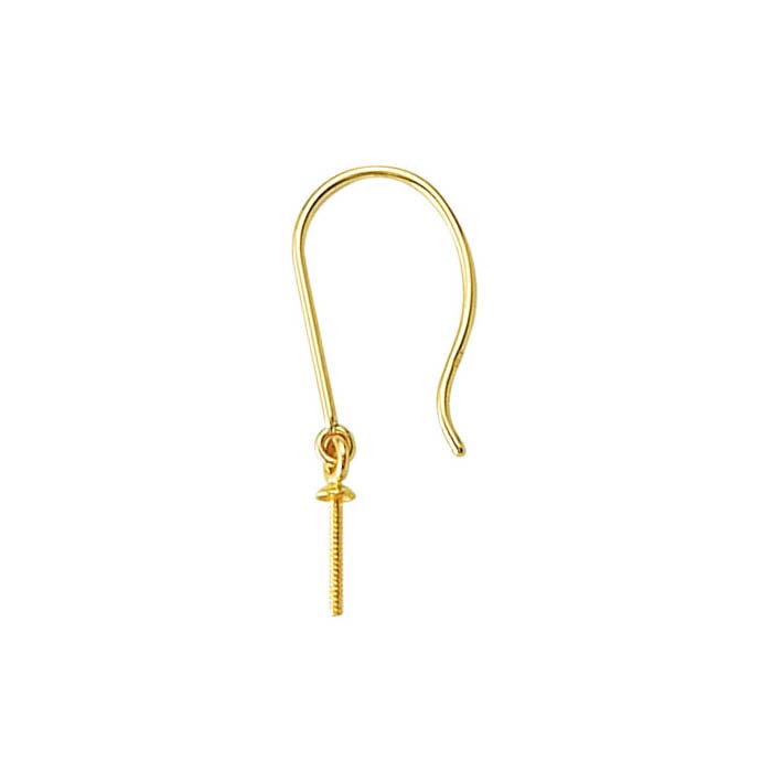 14K Yellow Gold Ear Wire with Pearl Mounting Dangle
