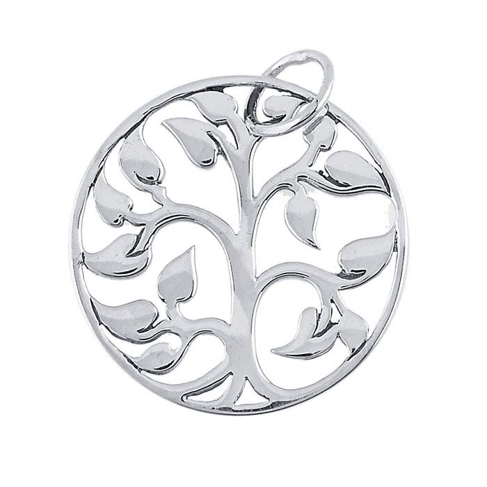 Sterling Silver "Tree of Life" Open Round Pendant