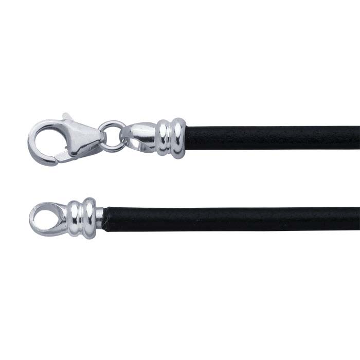 Black Leather Cords with Threaded End Caps