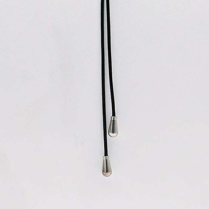 Black Leather Y-Style Cord Necklace with Sterling Silver End Caps