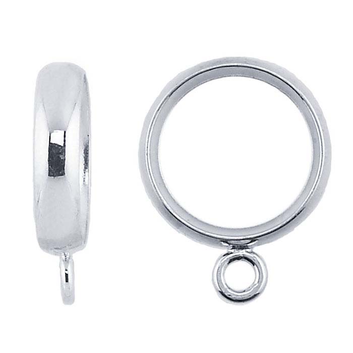 Frolic® Sterling Silver 10.8 x 2.5mm Circle Charm Holder Bead