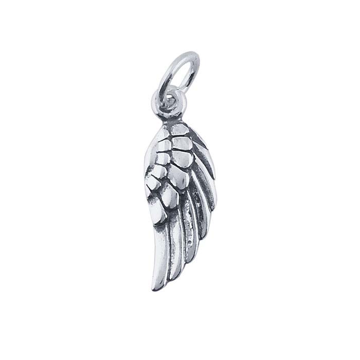 Jewel Tie Sterling Silver Polished Angel Wing Charm 