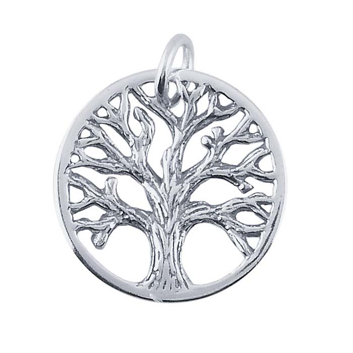 43-CH4 Multiple Finishes, Sterling Silver Etched Tree of Life Charm