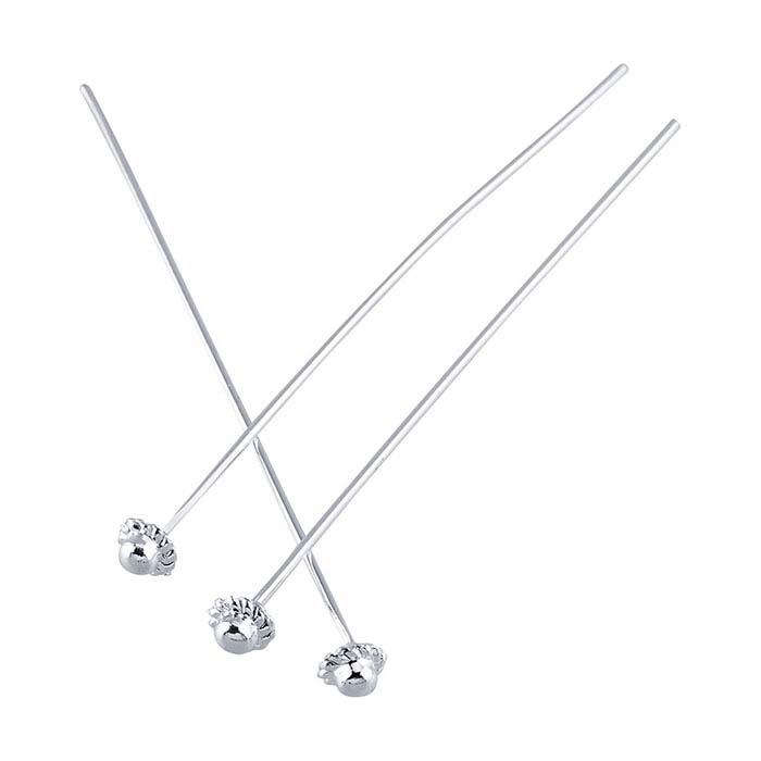 Base Metal Silver-Plated 2" 4mm Ball Head Pin, 1/2-Hard