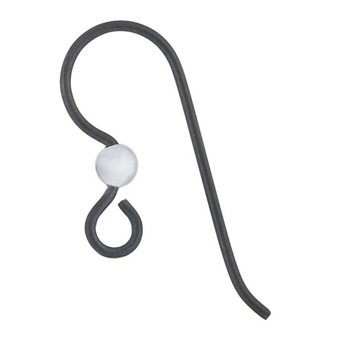 Niobium Black-Finish Ear Wire with Loop and Sterling Silver Bead