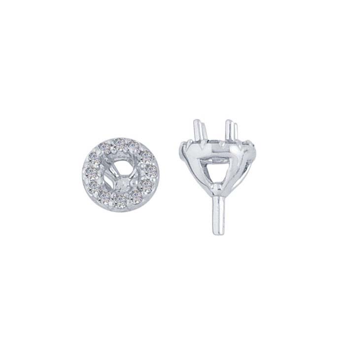 14K White Gold .25-Ct. Round Semi-Mount Halo 4-Prong Setting with Peg