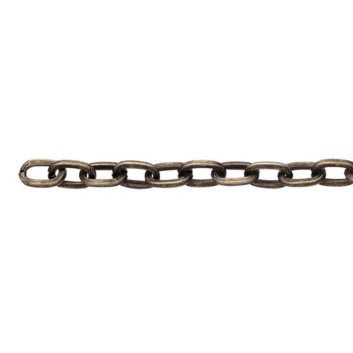 Brass Oxidized 4.3mm Flat Drawn Oval Cable Chain, 20-ft. Spool