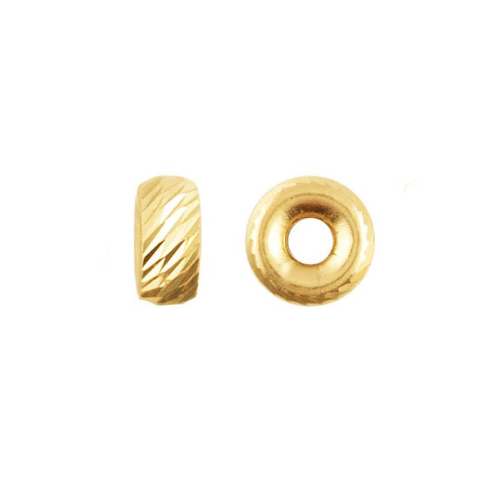 14K Yellow Gold Roundel Diagonal-Cut Bead