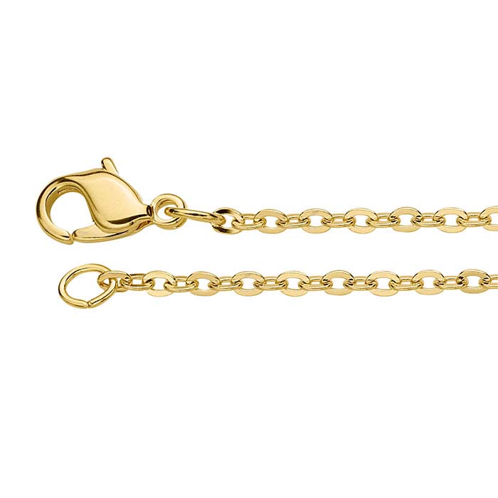 Brass Yellow Gold-Plated Flat Oval Cable Chains