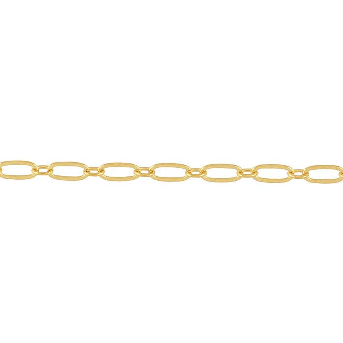 Brass Yellow Gold-Plated 2.8mm Flat Long & Short Chain, 20-ft. Spool