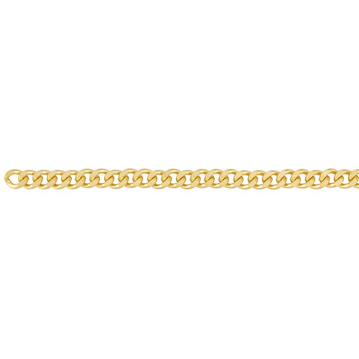 Brass Yellow Gold-Plated 6.8mm Diamond-Cut Curb Chain, 20-ft. Spool