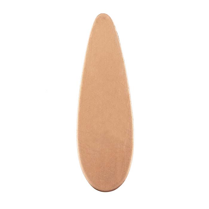 Copper 38.5mm Long Teardrop Stamping, 18-Ga.