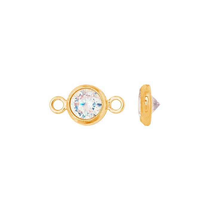 14/20 Yellow Gold-Filled Round White CZ-Set Link Component
