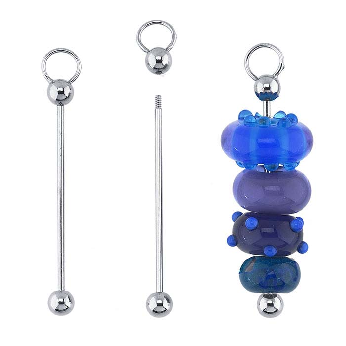Brass Silver-Plated Ball-End Bead Bar Component