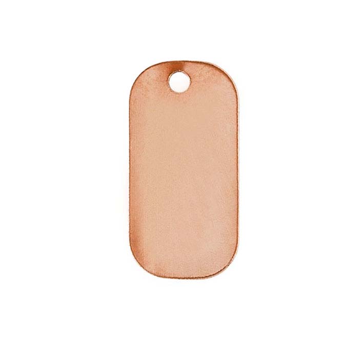 Copper 25 x 13mm Rounded Rectangle Tag, 24-Ga.