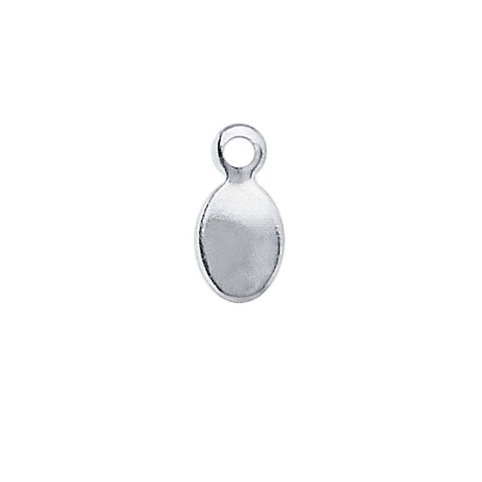 Brass Rhodium-Plated 10.5 x 5.3mm Oval Tag