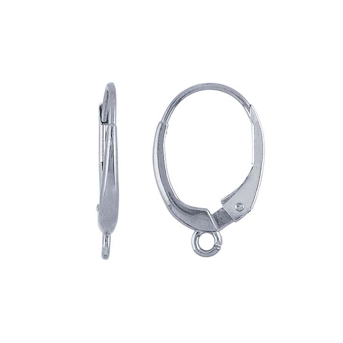 14K White Gold Lever-Back Ear Wire with Open Ring