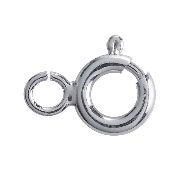 925 Sterling Silver 6mm Spring Ring Clasp, 100 Pcs SS8406