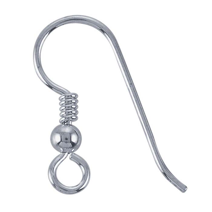 Sterling Silver Heavy Ear Wire with Loop, Bead and Coil
