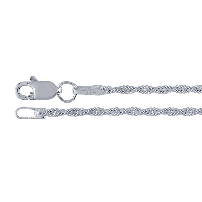 Sterling Silver 1.6mm Solid Twisted Rope Chain