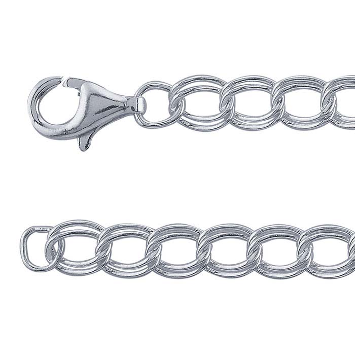Sterling Silver 4.2mm DoubleCable Chain Charm Bracelet