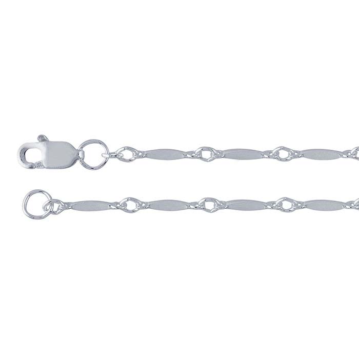 Sterling Silver 1.7mm Dapped Bar and Link Chain