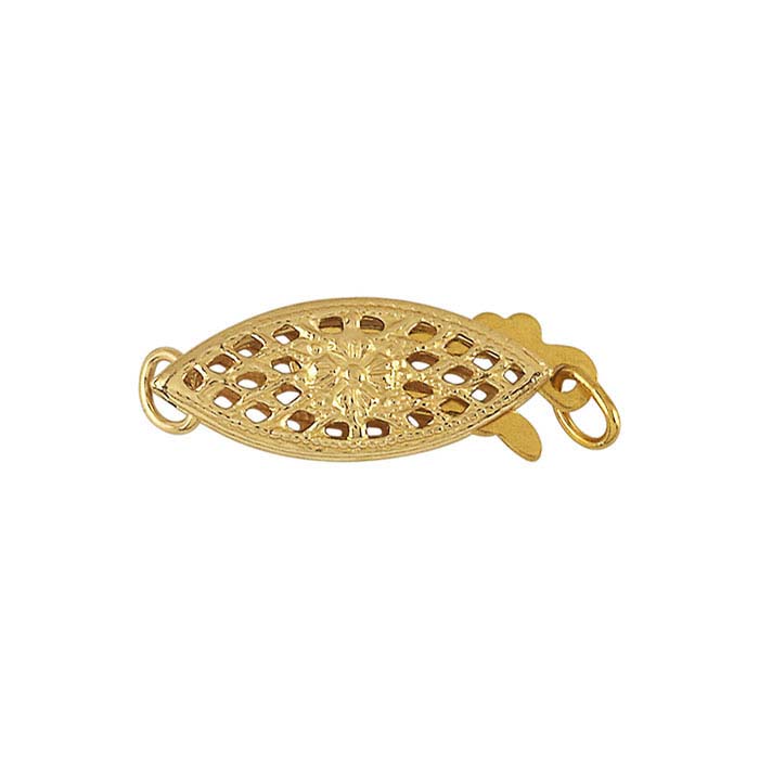 14/20 Yellow Gold-Filled Marquise Filigree Safety Clasps