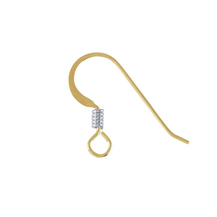 14/20 Yellow Gold-Filled Flattened Ear Wire with Loop and Sterling Coil