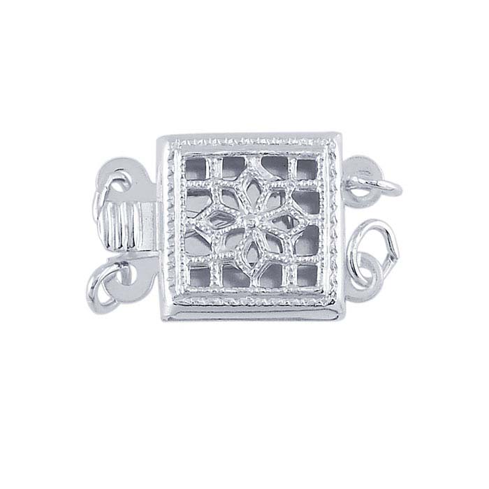 Sterling Silver Filigree Box Clasp, 2-Strand