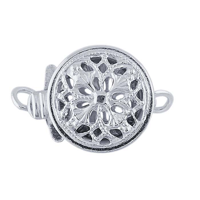 Sterling Silver Round Filigree Safety Clasp