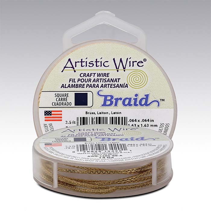 Artistic Wire® Brass 14-Ga. Square Braid, 2-1/2-ft. Spool