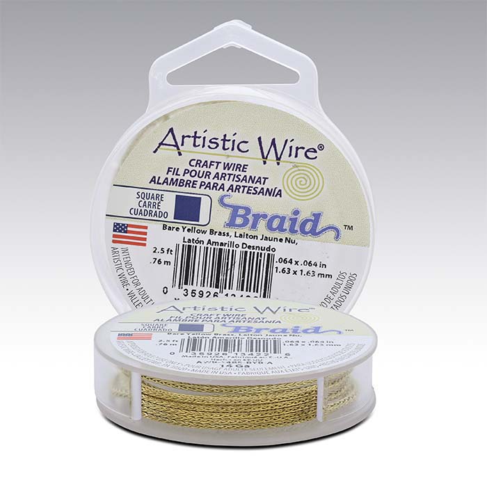 Artistic Wire® Yellow Brass 14-Ga. Square Braid Wire, 2-1/2-ft. Spool