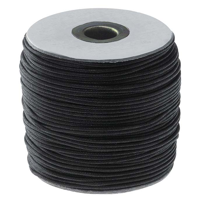 Black Round Waxed Cotton Cord 1.5mm 100 meters