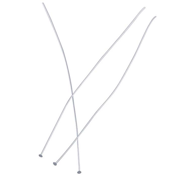 Sterling Silver 4" 1.3mm Flat Head Pin, 1/4-Hard