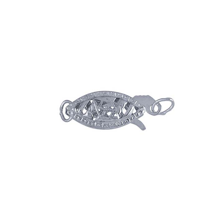 14K White Gold Marquise Filigree Safety Clasp