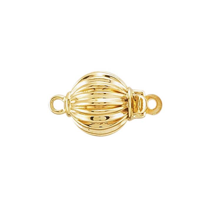 14K Yellow Gold Corrugated Bead Safety Clasps