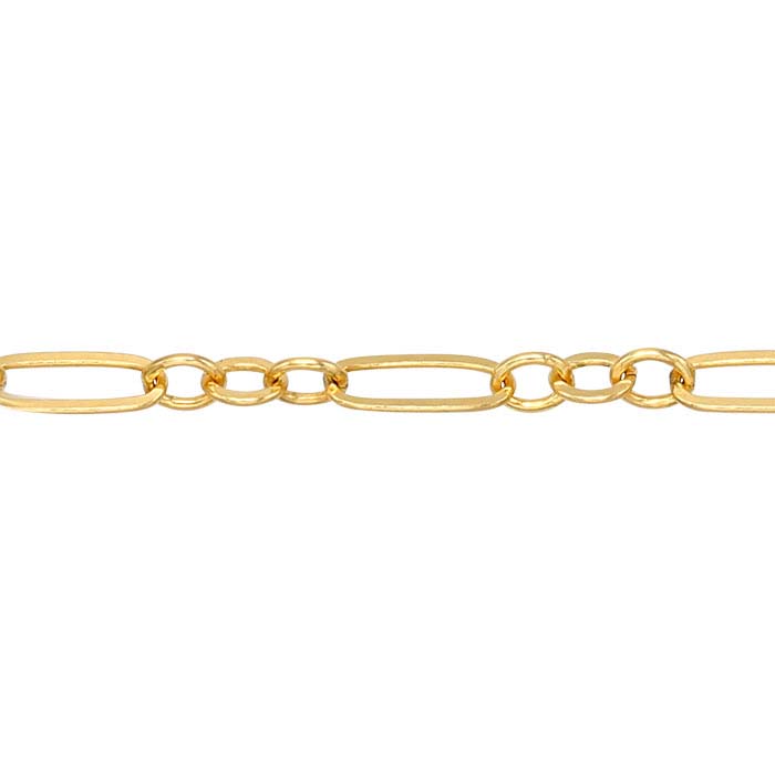 14K Yellow Gold 1.4mm Flat Oval Long & Short Chain, By the Foot