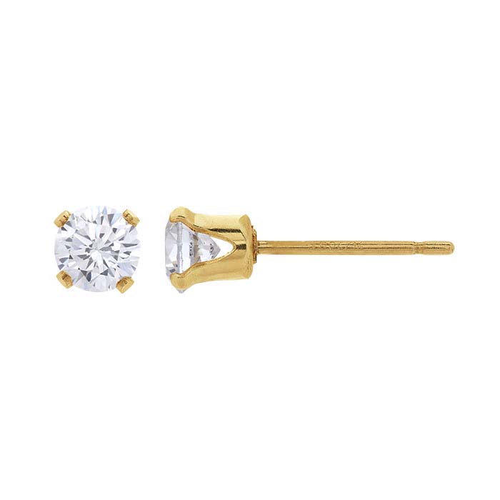 14/20 Yellow Gold-Filled White CZ-Set Post Earring