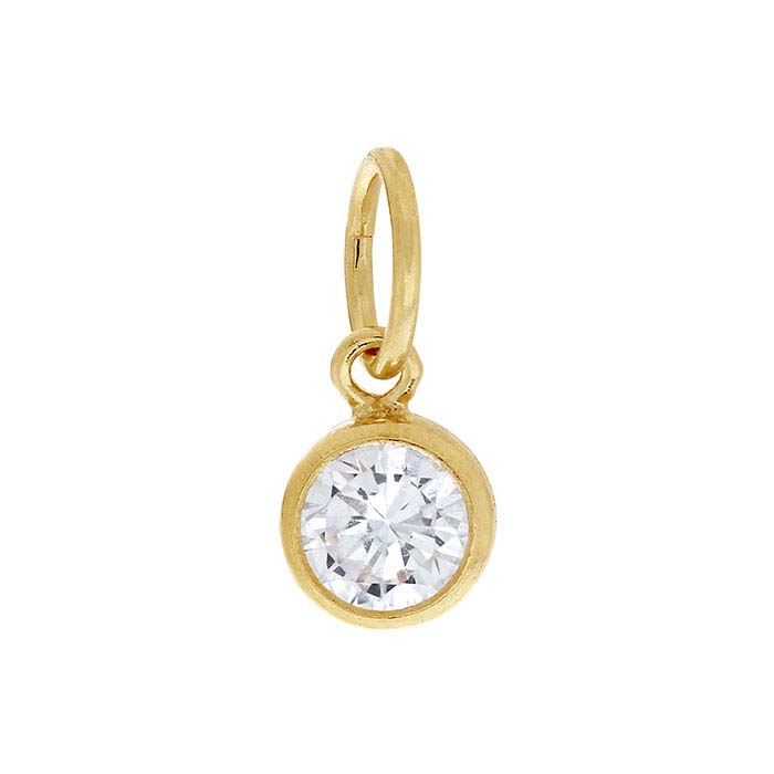 14/20 Yellow Gold-Filled Round Faceted CZ-Set Charms