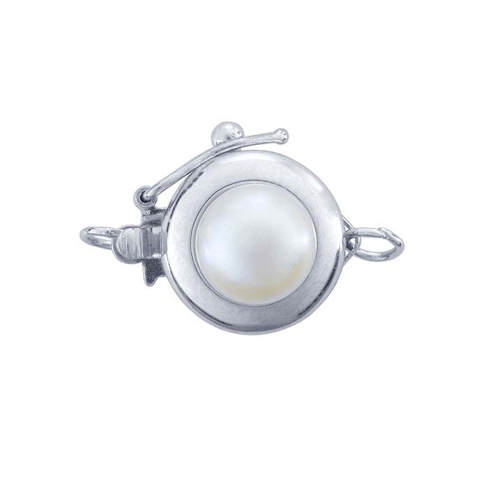 14K White Gold Pearl-Set Safety Clasp