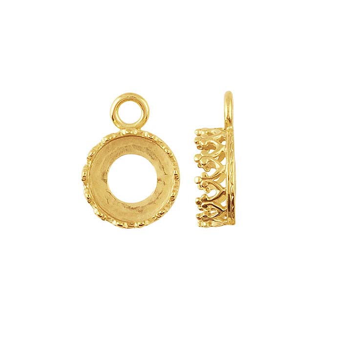 14K Yellow Gold Round Gallery Wire Bezel Component Mountings