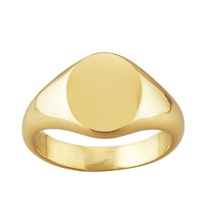 14K Yellow Gold 11 x 9mm Oval Signet Rings
