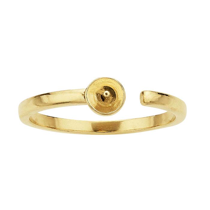 14K Yellow Gold Open-Shank Pearl Ring Mounting