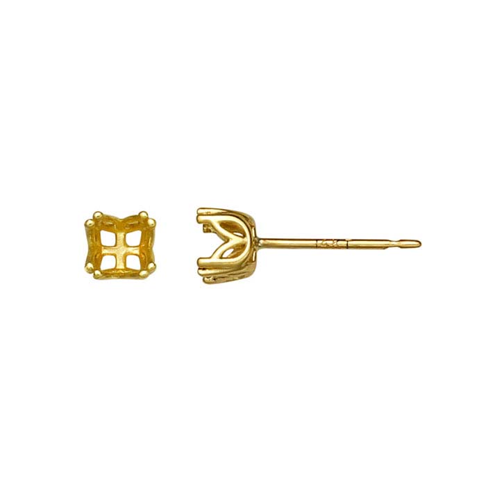 14K Yellow Gold Pre-Notched 4mm Post Earring Mounting