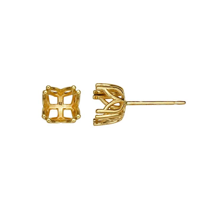 14K Yellow Gold Pre-Notched Post Earring Mountings