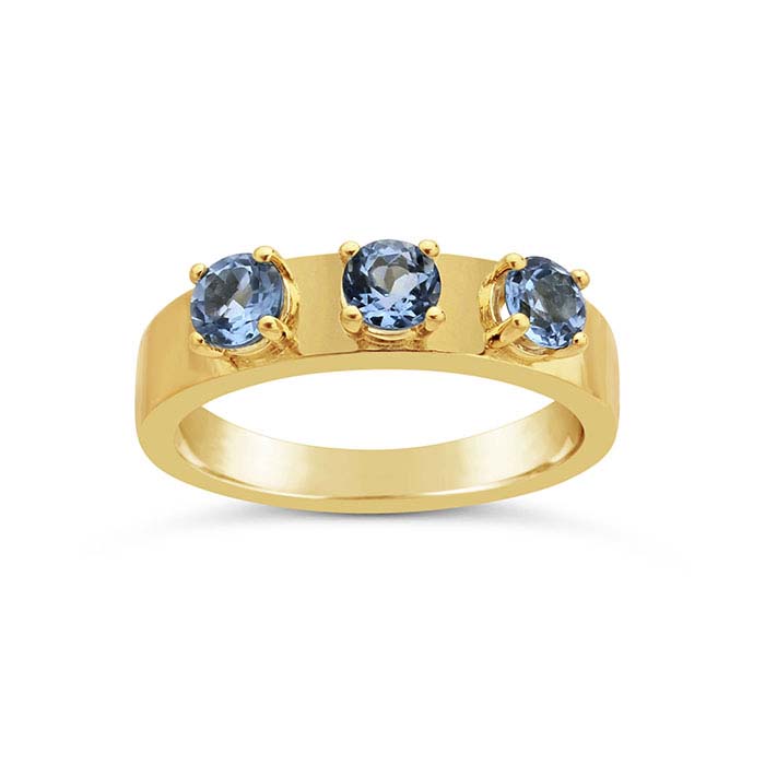 14K Yellow Gold Three-Stone Ring Mounting