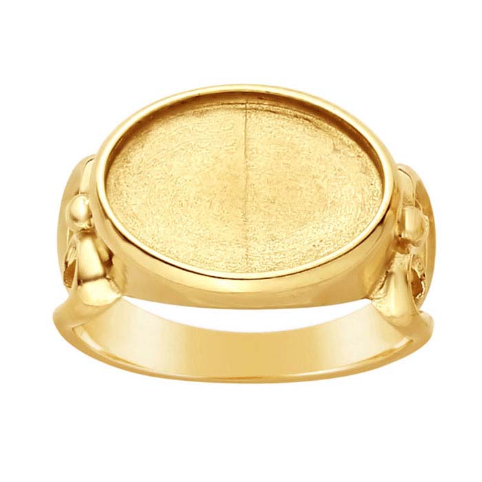 14K Yellow Gold Split-Shank 14 x 10mm Oval Cabochon Ring Mounting