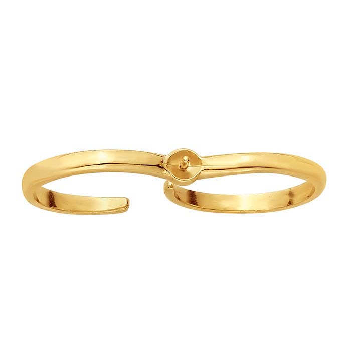 14K Yellow Gold Two-Finger Pearl Ring Mounting