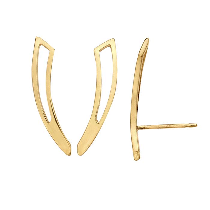 14K Yellow Gold Geometric Ear-Climber Post Earring